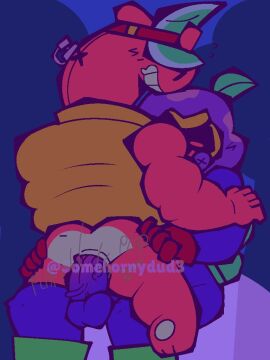 artist_name ass big_penis blush_lines brawl_stars cartoony cordelius_(brawl_stars) dinosaur doug_(brawl_stars) gas_mask gay gay_sex male penetration penis penis_in_ass sex sitting size_difference small_dom_big_sub smile somehornydud3 supercell tagme