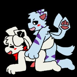 2d_animation animated anthro canid canine changed_(video_game) doggy_style domestic_dog duo from_behind_position live2d low_res male male/male male_only mammal motion_tweening mushroomwolf rough_sex sex squid_dog_(changed)