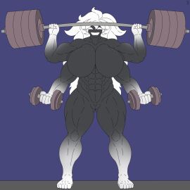 1girls 4_arms big_breasts black_body breasts cameltoe female female_only freckles_on_breasts gigantic_breasts holding_object huge_breasts it_me_dark lifting long_hair monster monster_girl multi_arm multi_limb muscular muscular_female naked naked_female no_nipples nude nude_female original original_character pussy rahkasa_(darkcoconutx) sharp_teeth six_pack smile smiling solo_female tagme white_hair