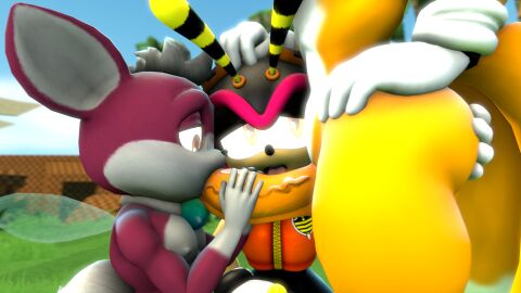 2021 2_tails 3d antennae_(anatomy) anthro armor arthropod ass ass_grab bee black_antennae black_body black_clothing black_helmet black_jacket black_nose black_skin black_topwear blonde_hair butt_grab canid canine charmy_bee chip_(sonic) clothing collaborative collaborative_fellatio collaborative_sex cropped_jacket day digital_media_(artwork) doommusk eyewear eyewear_on_head fellatio fox fur genitals gloves goggles goggles_on_head grass green_wings group hair half-closed_eyes hand_on_ass hand_on_butt hand_on_head hand_on_hip hand_on_own_hip hand_on_penis handwear headgear helmet hi_res hymenopteran insect_wings insects interspecies jacket licking looking_at_another looking_pleasured male male/male mammal multi_tail multicolored_antennae multicolored_body multicolored_clothing multicolored_fur multicolored_jacket multicolored_skin multicolored_topwear narrowed_eyes on_grass oral orange_clothing orange_eyes orange_jacket orange_topwear outside penile penis penis_in_mouth penis_lick plant pose purple_body purple_ears purple_fur purple_helmet sega sex short_tail side_view sky sonic_(series) sonic_the_hedgehog_(series) sonic_unleashed source_filmmaker_(artwork) standing tail tails tails_the_fox tan_body tan_skin tongue tongue_out topwear trio two-tone_antennae two-tone_body two-tone_fur two-tone_helmet two-tone_skin two-tone_tail unknown_species white_body white_clothing white_fur white_gloves white_hair white_handwear white_tail wings yellow_antennae yellow_body yellow_clothing yellow_ears yellow_fur yellow_jacket_(clothing) yellow_tail yellow_topwear