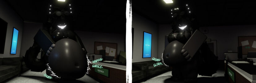 3d after_vore big_belly big_breasts bigger_pred black_body black_hair breasts deviantart digested digesting digesting_prey digestion digestion_noises fatal_vore female image karelia_(acerattman) large_belly monster_girl partially_digested roblox smiler_(the_backrooms) struggling_prey tagme two_panel_image vore vore_belly