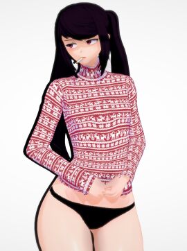 1girls 3d christmas_clothing cigarette cigarette_in_mouth female julianne_stingray koikatsu light-skinned_female light_skin looking_away panties partially_clothed solo solo_female solo_focus spiritofrei sweater underwear va-11_hall-a