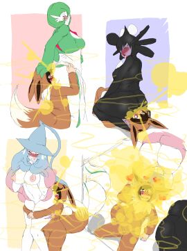 4girls aged_up ass blush breasts comic enjoying_farts face_fart facesitting fart fart_bukkake fart_cloud fart_fetish fat_ass female female/female female_focus gardevoir gothitelle grabbing_ass grabbing_butt hatterene heart lazei poke_kid_(pokemon) pokemon sniffing sniffing_ass stinky yuri