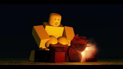 1boy 1girls backshots bandit_queen big_ass defend_the_train doggy_style fire night night_sky noob pink_hair plap_(sound) pleasure_face public roblox roblox_game robloxian sound sound_edit tagme video