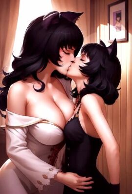 2girls adult_and_teenager age_difference ai_generated animated blake_belladonna civitai height_difference incest inminent_sex kali_belladonna kissing light-skinned_female mikey-rg97 milf mother_and_daughter no_sound rooster_teeth rwby shorter_than_30_seconds tagme teenager video yuri