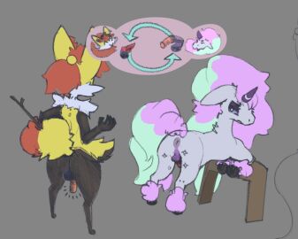 2d animal_genitalia animal_humanoid animal_penis anthro anus ass attribute_swap balls braixen canid canid_humanoid canine canine_humanoid duo equid equine equine_genitalia equine_penis femboy feral fox_humanoid galarian_form galarian_ponyta generation_6_pokemon genital_swap genital_transformation genitals girly horse humanoid hung_femboy hung_trap magic male male/male male_only mammal mammal_humanoid nintendo penis pokemon pokemon_(species) presenting presenting_hindquarters regional_form_(pokemon) size_theft sxcolress transformation