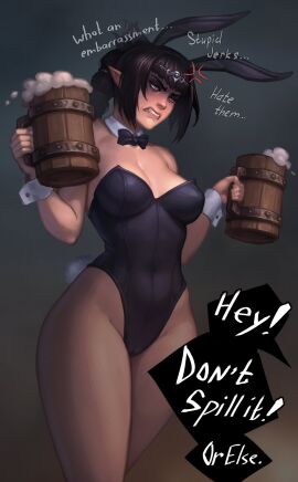 1girls 2d annoyed baldur's_gate baldur's_gate_3 bangs beer big_breasts big_thighs breasts bunny_costume bunny_ears bunny_girl bunny_suit bunny_tail bunnysuit camel_toe cameltoe chertila dungeons_and_dragons elf embarrassed embarrassed_female embarrassing_outfit english_text female latex medium_breasts nipples_visible_through_clothing pinup playboy_bunny playboy_bunny_leotard playboy_outfit pussy pussy_lips shadowheart thick_legs thick_thighs thunder_thighs thunderthighs wide_hips wizards_of_the_coast