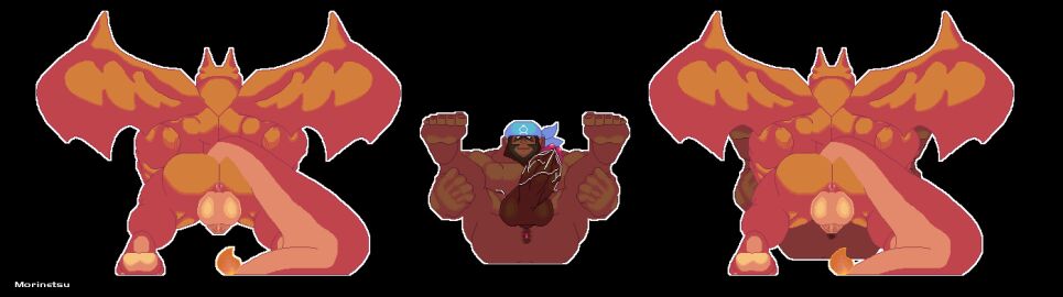 anal anal_sex animated anthro archie_(pokemon) ass bara big_muscles big_penis bodily_fluids boner charizard clothing cum cum_in_ass cum_inside digital_media_(artwork) erection feet from_behind_position from_front_position generation_1_pokemon genital_fluids genitals gif huge_cock huge_muscles human humanoid_genitalia idle_animation legwear loop lying m.u.g.e.n male male/male male_only mammal missionary_position moobs morinetsu muscles muscular muscular_anthro muscular_male nintendo nipples nude on_back penetration penis pixel_(artwork) pokemon pokemon_(species) sex short_playtime side_view tail tail_motion team_aqua thigh_highs yaoi