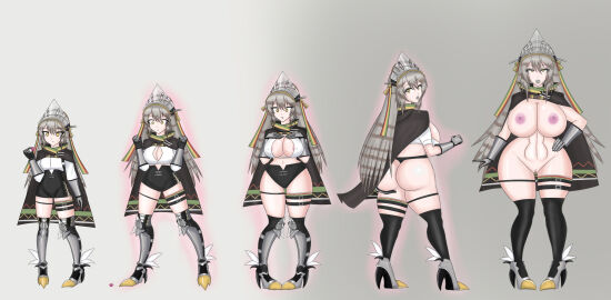 1girls arknights bimbofication bimbofication_sequence breast_expansion fartooth_(arknights) female female_only gigantic_breasts huge_breasts radromu revealing_clothes skimpy standing transformation transformation_sequence voluptuous