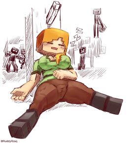 alex_(minecraft) big_breasts breasts creeper_(minecraft) enderman female female_focus fully_clothed legs_spread minecraft ruddyrzaq sleeping