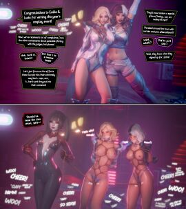 3d angry belly_button bodysuit bondage bondage_gear bound bound_arms bound_wrists captured comic comic_page cosplay costume crotch_rope defeat defeated dialogue dominant dominant_female domination embarrassed embarrassed_nude_female exposed_breasts exposed_nipples female female_only femdom femsub gag gagged halloween harness humiliation instant_loss instant_loss_2koma latex latex_suit legs lezdom looking_at_viewer mercierharrogate midriff original original_character original_characters panties public public_exposure public_humiliation restrained restrained_arms restraints rope rope_bondage rope_harness shiny_clothes slave small_breasts stripped submissive submissive_female text text_bubble thighs thin_waist tied tied_arms tied_hands tied_up tight_clothing voyeur yuri