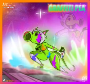 agonywelds angelsagony anthro arms_behind ass breasts cat_ears cat_tail censored explosion female graffiti graffiti_pea leaf lewd nude peashooter_(pvz) plant plant_girl plantie plants_vs_zombies space spray_can spray_paint thick_ass thick_thighs thighs wide_hips