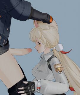 1guy 3d 3d_(artwork) alice_thymefield big_penis blowjob blowjob_face female forced_oral forced_sex head_holding holding_head looking_at_penis pants_down penis shocked shocked_expression shocked_eyes underbone wise_(zenless_zone_zero) worried_expression zenless_zone_zero