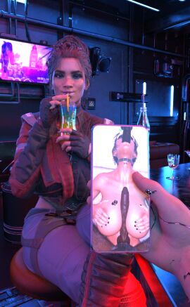 3d big_breasts blowjob breasts choker cuck_pov cyberpunk_2077 dark-skinned_female dark-skinned_male dark_skin female huge_penis interracial juxtaposition large_penis male netorare panam_palmer panamsimp penis phone phone_screen phone_view photo_comparison queen_of_spades raceplay sweat titjob vincent_(cyberpunk_2077)