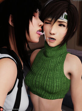 3d cum cum_on_face darkbahamuth female final_fantasy final_fantasy_vii final_fantasy_vii_remake petite semen teenager tifa_lockhart young younger_female yuffie_kisaragi yuri