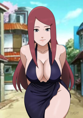 1girls arched_back arms_behind_back bare_arms bare_shoulders bare_thighs bent_over big_breasts bimbo blue_eyes breasts busty child_bearing_hips cleavage clothed clothing curvaceous curves curvy curvy_body curvy_female curvy_figure curvy_hips dark_dress dress evening_gown eye_contact female female_focus female_only fully_clothed gown hairclip hi_res high_resolution highres hourglass_figure inner_sideboob kushina_uzumaki large_breasts light-skinned_female light_skin lips lipstick long_hair looking_at_viewer makeup mature mature_female milf naruto naruto:_road_to_ninja naruto_(series) naruto_shippuden outdoors outside padm pale-skinned_female pale_skin pink_lips pink_lipstick pinup pov pov_eye_contact public red_hair shounen_jump shueisha side_slit sideboob skimpy skimpy_clothes skimpy_dress slit_dress smile smiling smiling_at_viewer solo solo_female solo_focus thick_thighs thighs thunder_thighs tight_clothes tight_clothing tight_dress uzumaki_kushina very_high_resolution voluptuous voluptuous_female weekly_shonen_jump wide_hips