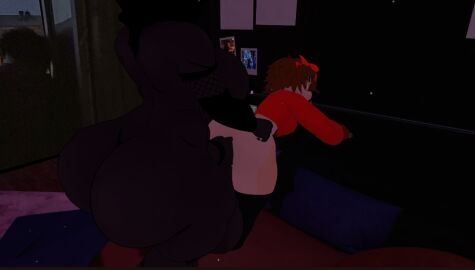 3d ass clapping_cheeks female futa_on_female futanari horny_female horny_femboy intersex karelia_(acerattman) karelia_futanari_(acerattman) male sex_in_bedroom smiler_(the_backrooms) thick_ass thick_thighs vrchat vrchat_avatar wall_sex