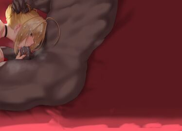 1boy 1girls anus aster_crowley big_penis blonde_hair blowjob blush breasts cum cum_drip cum_in_mouth cum_inside cum_on_breasts cum_on_face cum_on_hair dark-skinned_male dark_skin fate/grand_order fate_(series) fellatio female green_eyes hand_on_head interracial male nero_claudius_(fate) nude nude_male open_eyes oral penis pussy