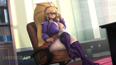 1girls 3d aged_up ass bangs big_breasts blonde-haired_female blonde_female blonde_hair boots breasts brown_chair crossed_legs curvaceous curvaceous_female curvaceous_figure curvy curvy_body curvy_female curvy_figure disney female female_only glasses gravity_falls heels high_heel_boots high_heels highres knee_boots leather leather_boots legs legs_crossed long_hair long_legs lordscrubart office office_chair office_clothing office_lady older_female pacifica_northwest pacifica_northwest_(scrag_boy) pantyhose purple_boots purple_clothing seducing seduction seductive seductive_eyes seductive_gaze seductive_look seductive_pose seductive_smile skirt teasing thicc thick thick_ass thick_thighs thighs very_long_hair