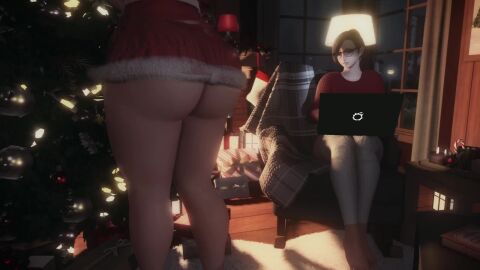 3d ameliance_leveilleur animated ass assertive_female backsack backshots big_ass big_breasts blowjob breasts christmas christmas_outfit christmas_tree cowgirl_position discarded_clothing doggy_style duskbunnyxiv elezen elf fellatio final_fantasy final_fantasy_xiv futa_on_female futanari huge_ass implied_oral larger_female longer_than_one_minute midlander milf missionary_position sex shaking_ass size_difference sound tagme tattoo teasing tramp_stamp vaginal_penetration video white_hair