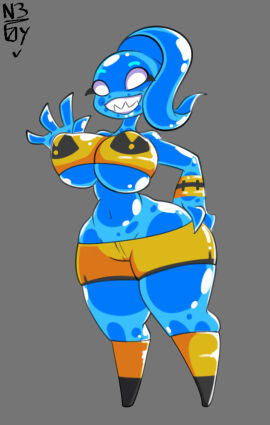 1girls artist_request ass belly belly_button big_breasts blue_body blue_skin breasts breasts_bigger_than_head clothed clothed_female clothes clothing dead_ahead fan_character female female_focus female_only green_shorts green_socks hair happy looking_at_viewer nipples nipples_visible_through_clothing original_character seductive seductive_body seductive_look sfaira_(pixel34) short_hair shorts slime slime_girl slime_monster smile smile_at_viewer smiley_face socks solo solo_female solo_focus source_request thick thick_ass thick_hips thick_legs thick_thighs tomboy white_eyes