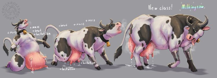 absurd_res anthro bovid bovine breasts bulge bulkrolly cattle clothing dragon ellie_(alphax10) expansion female feral feral_only genital_expansion growing hi_res mammal mythological_creature mythological_scalie mythology nipples scalie solo species_transformation swollen teats torn_clothing transformation udders vulva_expansion weight_gain