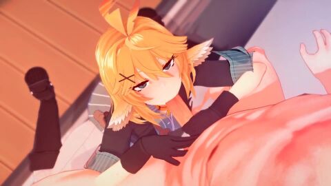 1boy 1girls blonde_hair blowjob cum cum_on_face deepthroat dokibird facial indie_virtual_youtuber oral tagme video virtual_youtuber wataamage