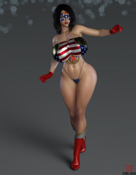 1girls 3d 3d_(artwork) 3d_model 3d_render aesmadaeva37 american_flag_bikini armpits artist_logo artist_name bikini bikini_bottom bimbo bimbo_body bimbo_lips black_hair blue_eyes boots breasts domino_mask female female_only gloves heel_boots heels hips huge_breasts large_breasts mask masked masked_female ms._americana navel panties pinup simple_background solo solo_female superhero superheroine superheroinecomixxx thick_thighs thighs tiara toned toned_body toned_female toned_stomach white_female wide_hips