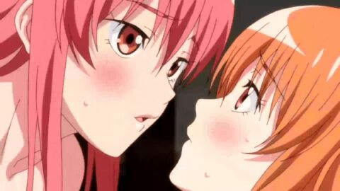 2d 2girls animated female kissing multiple_females multiple_girls tongue_kiss yuri