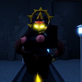3d animatorkori arms_up breasts breasts_out exposed exposed_breasts female glowing_eyes large_breasts naked naked_female nude nude_female presenting presenting_breasts revealing_breasts roblox roblox_game robloxian staring staring_at_viewer tagme the_umbra tower_defense_simulator
