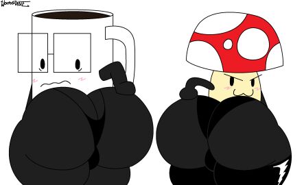 2boys :3 angry ass backsack balls ballsack big_ass blush blushing blushing_male coffee_(woodsglue) coffee_mug color colored femboy femboy_only gay glasses huge_ass male male_only mug mushroom mushroom_(woodsglue) object_show object_shows oc original_character panties stockings twitter_link white_background woodsglue