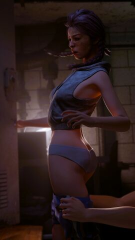 3d annoyed annoyed_expression ass ass_crack ass_focus assisted_exposure athletic athletic_female before_rape before_sex braid braided_hair breasts butt_crack butt_focus changing_room dbd dead_by_daylight female firm_ass grey_panties locker locker_room locker_room_sex meg_thomas molestation panties saltyu shorts_down shorts_pull side_view sideboob skinny sports_shorts surprised surprised_expression undressed undressing_another