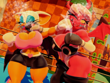 2girls 3d 3d_model alternate_breast_size anthro ass big_ass big_breasts black_boxing_gloves black_gloves boxing boxing_gloves boxing_ring breasts catfight cross_counter crossover demon eastern_and_western_character fat_ass female female_only fight fighting fighting_ring furry gloves hazbin_hotel helluva_boss horns huge_ass huge_breasts josugomezofficialnew kabalmystic kabalmystic_(style) large_ass large_breasts mobian mobian_(species) mobian_bat multiple_females multiple_girls outdoors punch punching punching_face rouge_the_bat rouge_the_bat_(kabalmystic) ryona sega sonic_(series) sonic_adventure_2 sonic_the_hedgehog_(series) succubus succubus_horns succubus_tail succubus_wings tail thick thick_ass thick_thighs thighs verosika_mayday_(helluva_boss) vs white_boxing_gloves white_gloves wide_hips wings