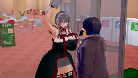 1boy 1girls 3d age_difference alternate_breast_size big_breasts blackmail breasts dress female headwear human male murdoch_swan pervert spy_x_family thorn_princess yor_briar yor_forger