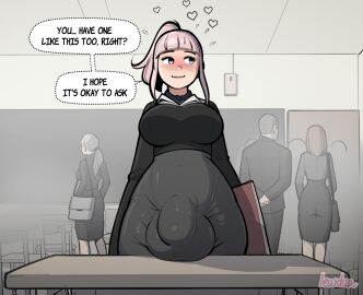 1futa bulge exhibitionism female futa_focus futa_with_female futa_with_male futanari group intersex lewdua magali_(lewdua) male school_uniform solo_focus