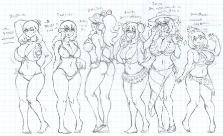 6girls abs alternate_breast_size ass barefoot big_breasts bikini black_bikini breast_size_difference breasts brian12 dawn_(pokemon) double_bun eye_contact female female_only hilda_(pokemon) huge_ass huge_breasts human human_only large_breasts light-skinned_female light_skin long_hair looking_at_viewer may_(pokemon) medium_breasts medium_hair multiple_females multiple_girls naughty_face nintendo nipple_slip pale-skinned_female pale_skin pink_bikini pokemon pokemon_bw pokemon_bw2 pokemon_dppt pokemon_rse pokemon_sm ponytail red_bikini rosa_(pokemon) seductive seductive_smile selene_(pokemon) serena_(pokemon) sketch smile thick_ass thick_thighs thighs twintails voluptuous white_bikini wide_hips