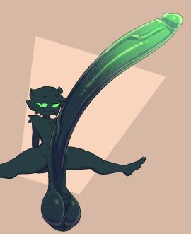 balls big_penis black_body carne_(inkplasm) comically_large_penis feet hyper_penis inkplasm long_penis male male_focus penis solo solo_male welwraith