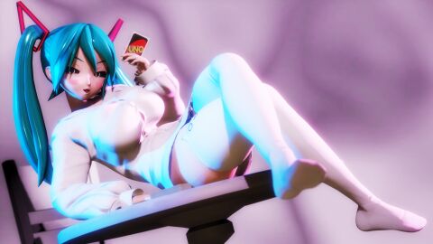 3d breasts female hatsune_miku huge_breasts mikou_39 thick_thighs thighhighs uno vocaloid