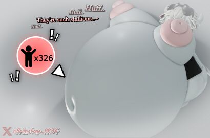 1girls 3d belly big_breasts black_hooves breasts breeding brimstone_rr34 cow_ears cow_horns dialogue ear_piercing expansion female goggles_on_head grey_background hand_on_belly hand_on_hip huge_boobs huge_breasts implied_sex logo maggie_(brimstone_rr34) piercing pregnancy_expansion pregnancy_progression pregnancy_tally pregnant pregnant_belly pregnant_female roblox robloxian self_upload snout snout_piercing text watermark white_fur white_hair