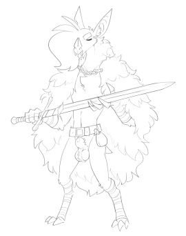 absurd_res animal_genitalia anthro balls bat biped fangs fur gay gay_male genitals hal_(halbean) halbean hi_res holding_melee_weapon holding_object holding_sword holding_weapon homosexual homosexual_male male mammal melee_weapon monochrome original original_character sheath solo solo_male sword teeth weapon