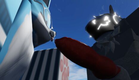 1boy 1girls 3d animal_genitalia animal_penis big_cock big_penis byanym canine_genitalia canine_penis close-up close_up dripping dripping_precum female furry furry_only genital_fluids knot knotted_penis leaking leaking_precum licking licking_penis licking_penis_tip licking_precum male male_focus oral oral_sex penis penis_awe penis_focus penis_lick penis_licking penis_out precum precum_bead precum_bubble precum_drip precum_dripping precum_leaking precum_on_penis precum_string precum_trail precumming presenting presenting_genitalia presenting_penis protogen roblox robloxian