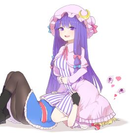 13o 2girls alice_margatroid asphyxiation ass black_footwear black_legwear blonde_hair blue_ribbon blunt_bangs boots bow breasts capelet crescent crescent_hair_ornament doyagao dress eyes_visible_through_hair facesitting female female_only femdom fingerless_gloves frilled_sash gloves hair_ornament hairbow hands_on_another's_thighs hands_on_own_stomach hat hat_ribbon heart hearts highres implied_cunnilingus long_hair looking_at_viewer medium_breasts mob_cap multiple_females multiple_girls neck_ribbon open_clothes open_robe pantyhose patchouli_knowledge pink_capelet pink_headwear purple_eyes purple_hair purple_stripe raised_eyebrows red_sash ribbon robe sash shadow simple_background sitting sitting_on_face sitting_on_person smug spoken_heart spoken_skull_and_crossbones striped_clothes striped_dress thighs touhou vertical-striped_clothes vertical-striped_dress very_long_hair white_background white_dress yuri