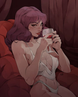 1girls brown_eyes brown_hair curvaceous curvy curvy_body curvy_female curvy_figure emmanuel_viola evviart female female_only hourglass_figure light-skinned_female light_skin panties solo solo_female thong voluptuous voluptuous_female white_panties