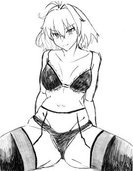 1girls ahoge arcueid_brunestud ass_visible_through_thighs bedroom_eyes blush female inviting_to_sex lingerie lingerie_bra lingerie_panties melty_blood plump presenting_pussy pussy red_arcueid red_eyes seductive_look seductive_smile short_hair simple_background sitting sketch skittlesc smile spread_legs spreading_pussy thick_thighs thighs tsukihime tsukihime_(remake) tummy