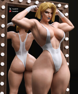 1girls 3d ass big_ass blonde_female blonde_hair blue_lipstick bob_cut emma_frost emma_frost_(marvel_rivals) female huge_ass leotard looking_at_viewer looking_back marvel marvel_comics marvel_rivals tekonsfw x-men