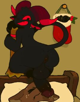 2d_animation ambiguous_gender animated anthro anthro_only anus ass backsack balls ballsack bed big_penis black_body black_fur bodily_fluids bovid caprine caprine_demon christmas deer demon digital_media_(artwork) erection femboy fingers frame_by_frame fur furniture genital_fluids genitals goat holidays hooves horn huge_cock humanoid_genitalia humanoid_penis hung_femboy hung_trap krampus male male/ambiguous male/male male_only mammal mawarisaka3 new_world_deer nude penis penis_on_face precum red_eyes red_horn red_sclera red_teeth reindeer rubbing_penis sack short_playtime simple_background smile tail teeth