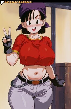 1girls ai_generated ass ass_focus big_ass big_breasts cameltoe cheating curvy curvy_figure dragon_ball dragon_ball_gt hair pan_(dragon_ball) pussy room smile thong voluptuous voluptuous_female zadbhell