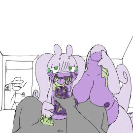 anthro asbestos_(pixiv) breasts detachable detachable_head dragon duo female generation_6_pokemon genitals goodra headless mythological_creature mythological_scalie mythology nintendo nipples nude penis pokemon pokemon_(species) scalie slime