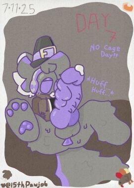 14th_user 1boy 2025 ass ass_focus asshole balls ballsack big_penis big_tail blush brown_hoodie buckle canvas ear_tuft film_grain furry grey_fur grey_tail half-dressed half_naked headphones heavy_breathing hoodie hoodie_only knot leaking_precum legs legs_apart legs_spread male male_only neck_tuft no_nut_november pawpads paws penis pilgrim_hat precum precum_drip protogen pumpkin_pie purple_ass purple_eyes purple_pawpads purple_penis simple_background solo solo_focus suggestive suggestive_look sweat sweatdrop sweating sweaty_body tail teenager thanksgiving the14thuser turkey twitter_username vein veins veiny veiny_penis