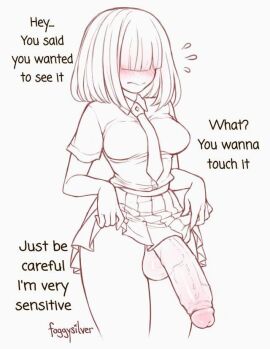 1futa balls bangs big_breasts blush bottomless breasts clothed clothing cute dialogue edit english_text erection female foggysilver futa_only futanari human intersex komori_kinoko long_hair mostly_clothed my_hero_academia no_panties penis school_uniform schoolgirl sensitive shy skirt skirt_lift solo standing tagme text